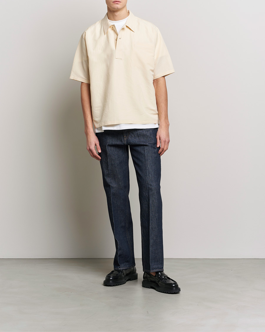Men | Shirts | Auralee | Finx Linen Half Sleeved Shirt Ecru