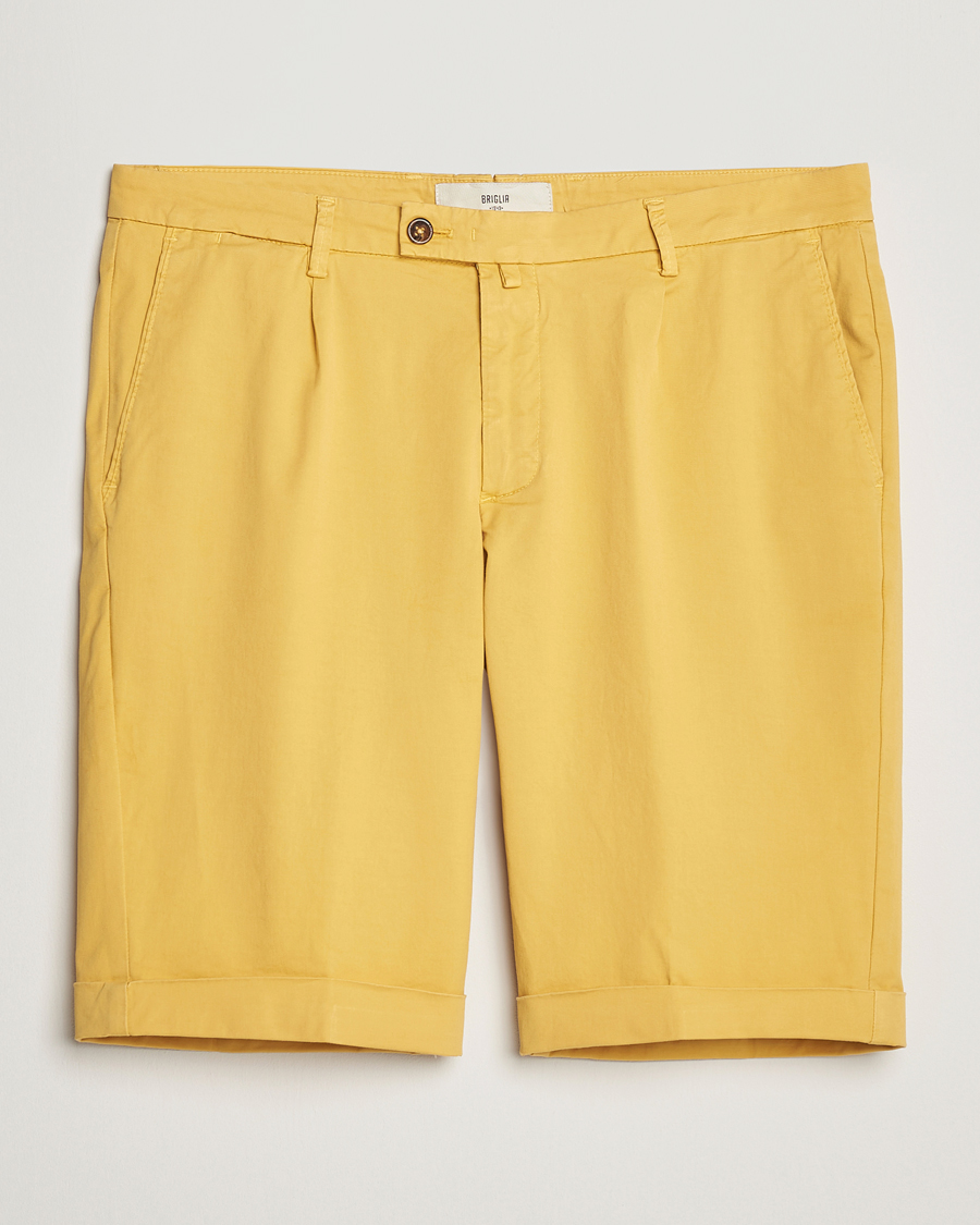 Men | Shorts | Briglia 1949 | Pleated Cotton Shorts Yellow