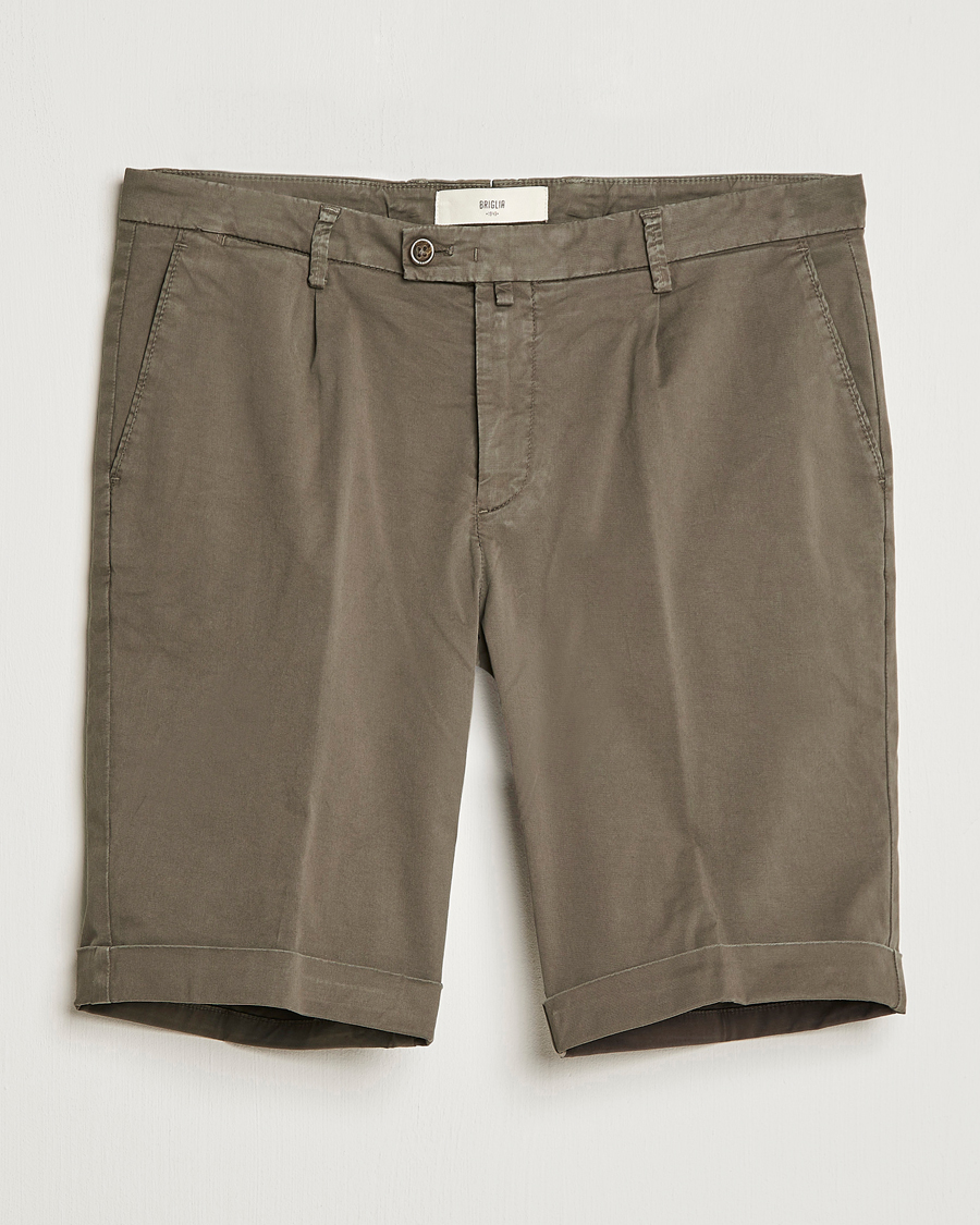 Men | Shorts | Briglia 1949 | Pleated Cotton Shorts Brown