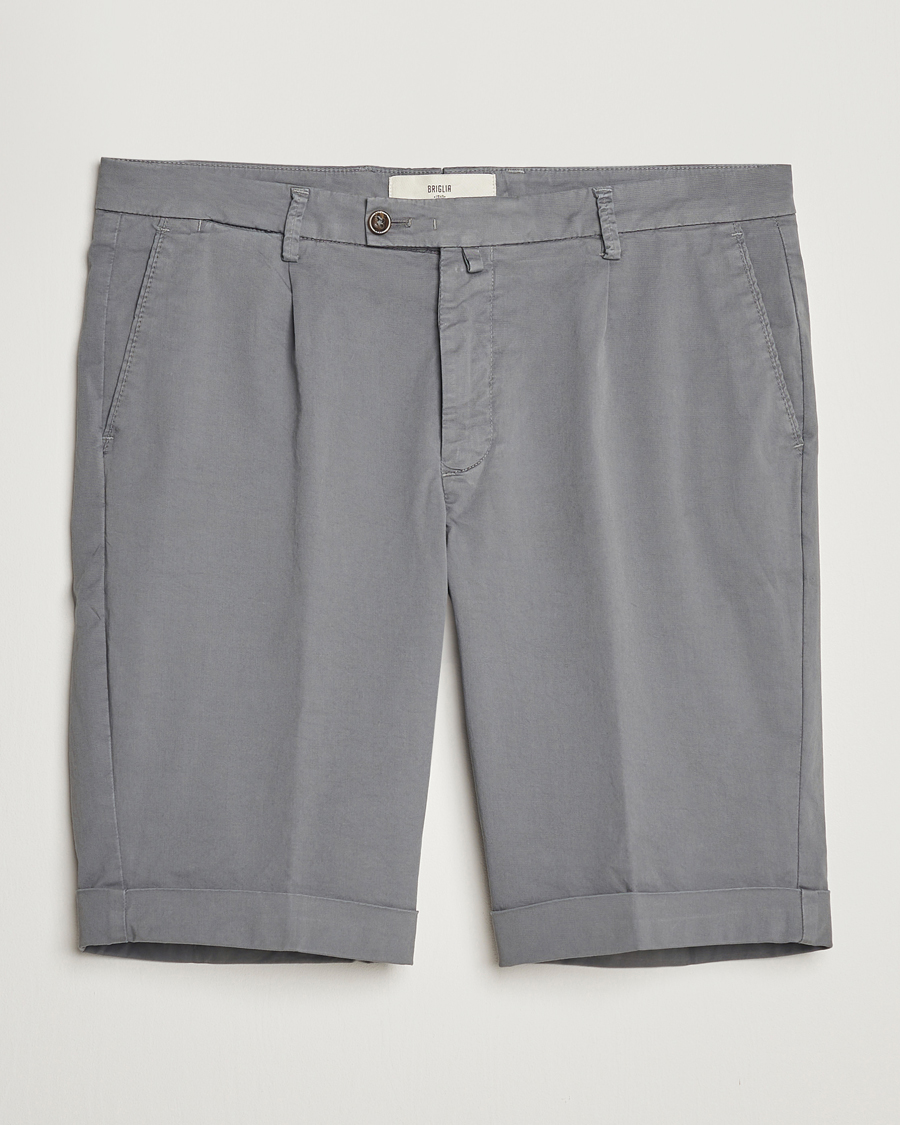 Men | Shorts | Briglia 1949 | Pleated Cotton Shorts Grey