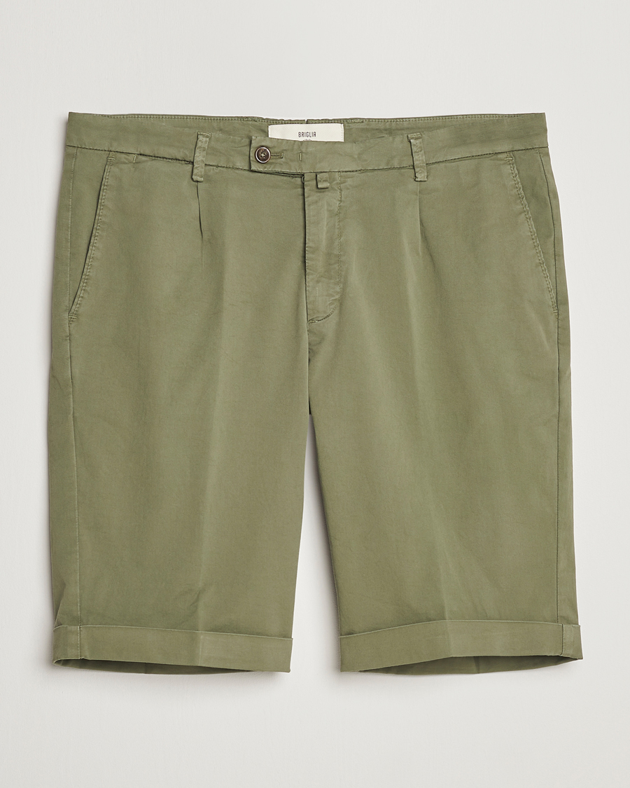 Men | Shorts | Briglia 1949 | Pleated Cotton Shorts Olive