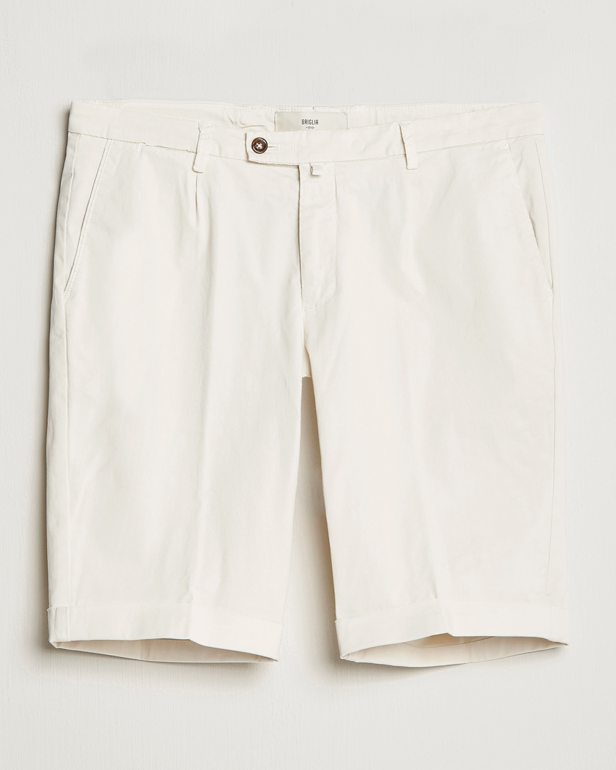 Men | Shorts | Briglia 1949 | Pleated Cotton Shorts Cream