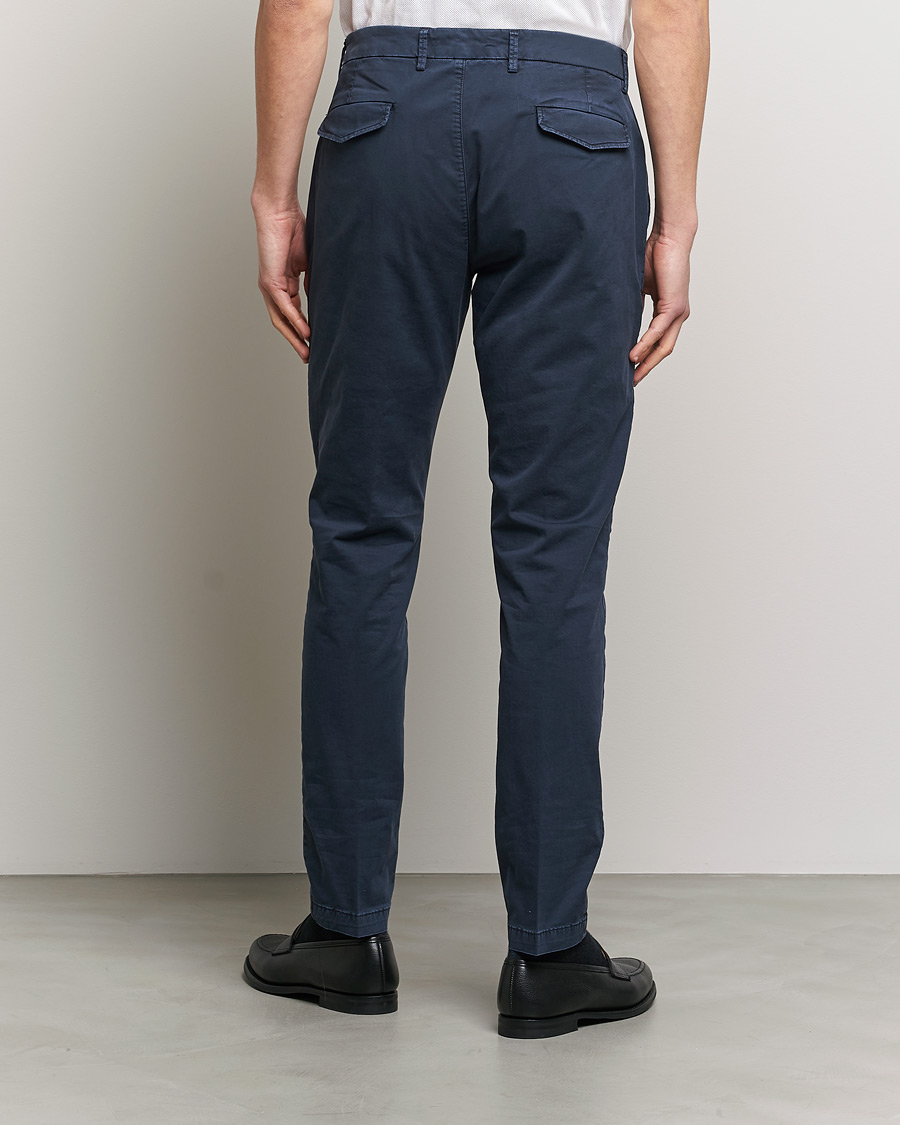Men | Trousers | Briglia 1949 | Tapered Fit Cotton Twill Stretch Chinos Navy