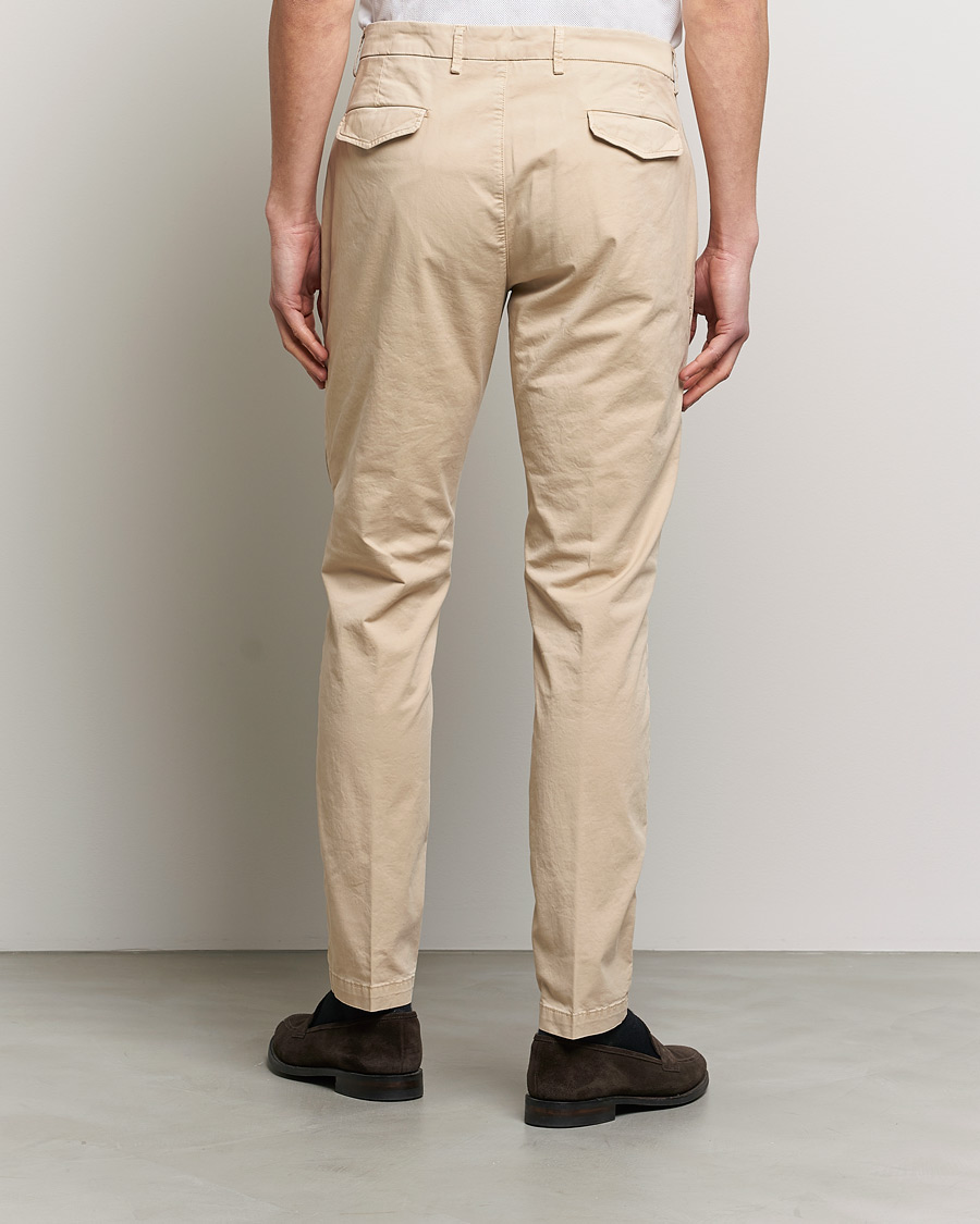 Men | Trousers | Briglia 1949 | Tapered Fit Cotton Twill Stretch Chinos Beige