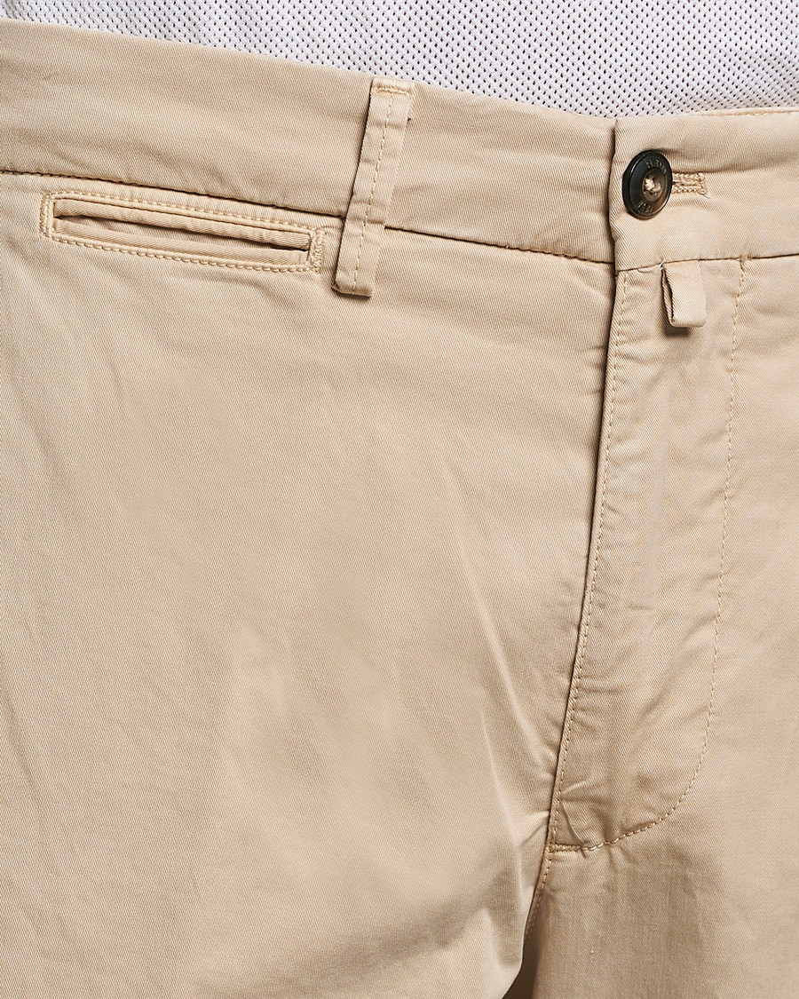 Men | Trousers | Briglia 1949 | Tapered Fit Cotton Twill Stretch Chinos Beige