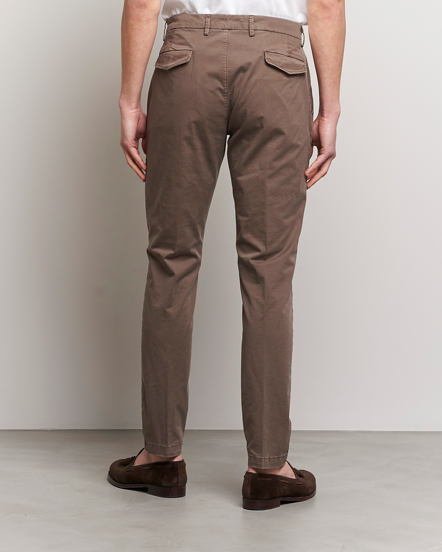 Men | Trousers | Briglia 1949 | Tapered Fit Cotton Twill Stretch Chinos Brown