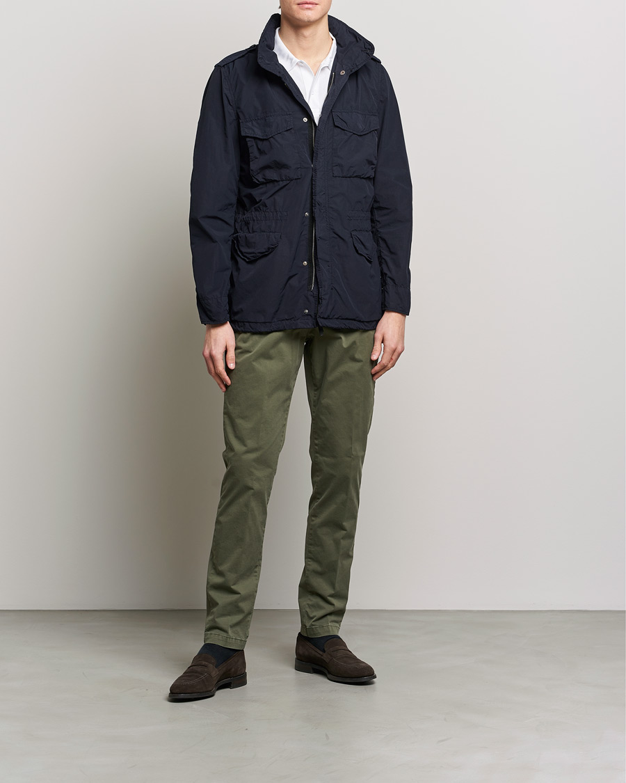 Men | Trousers | Briglia 1949 | Tapered Fit Cotton Twill Stretch Chinos Olive