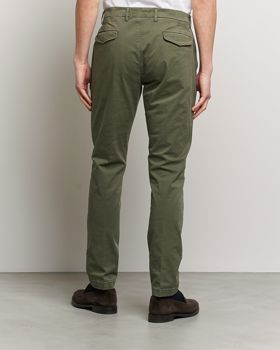 Men | Trousers | Briglia 1949 | Tapered Fit Cotton Twill Stretch Chinos Olive
