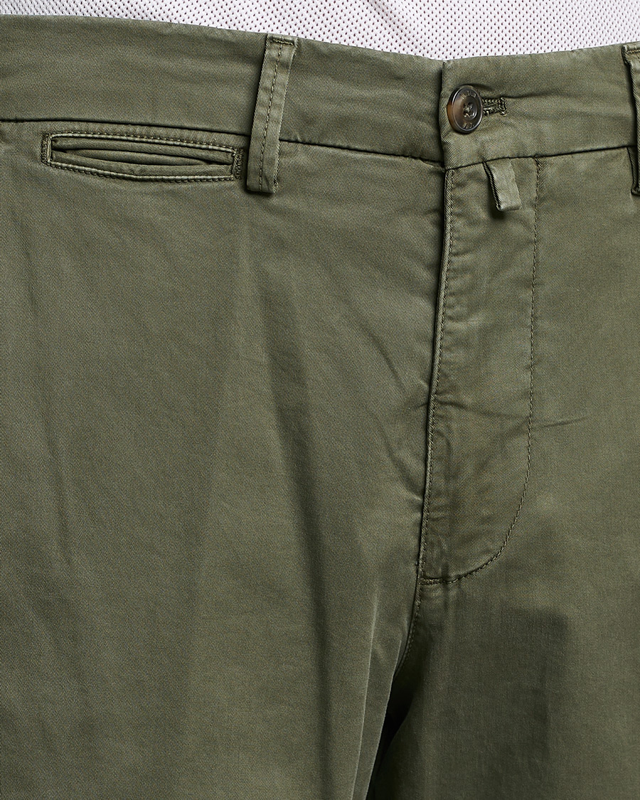 Men | Trousers | Briglia 1949 | Tapered Fit Cotton Twill Stretch Chinos Olive