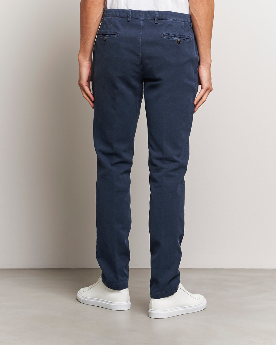 Men | Trousers | Briglia 1949 | Slim Fit Diagonal Cotton Stretch Trousers Navy