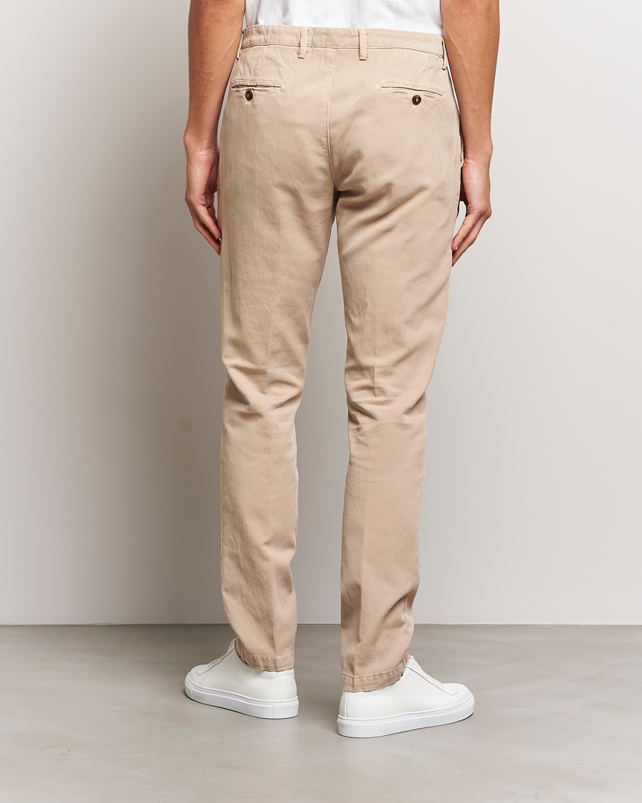 Men | Trousers | Briglia 1949 | Slim Fit Diagonal Cotton Stretch Trousers Beige