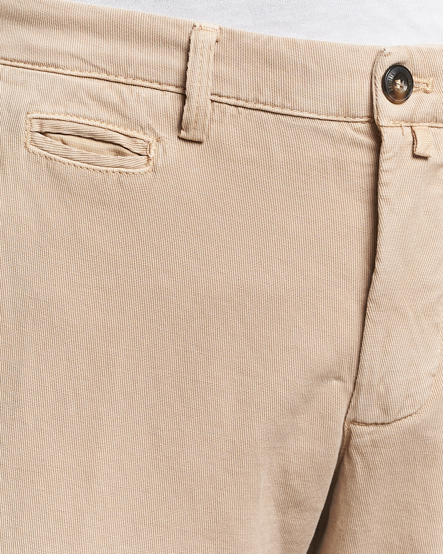 Men | Trousers | Briglia 1949 | Slim Fit Diagonal Cotton Stretch Trousers Beige