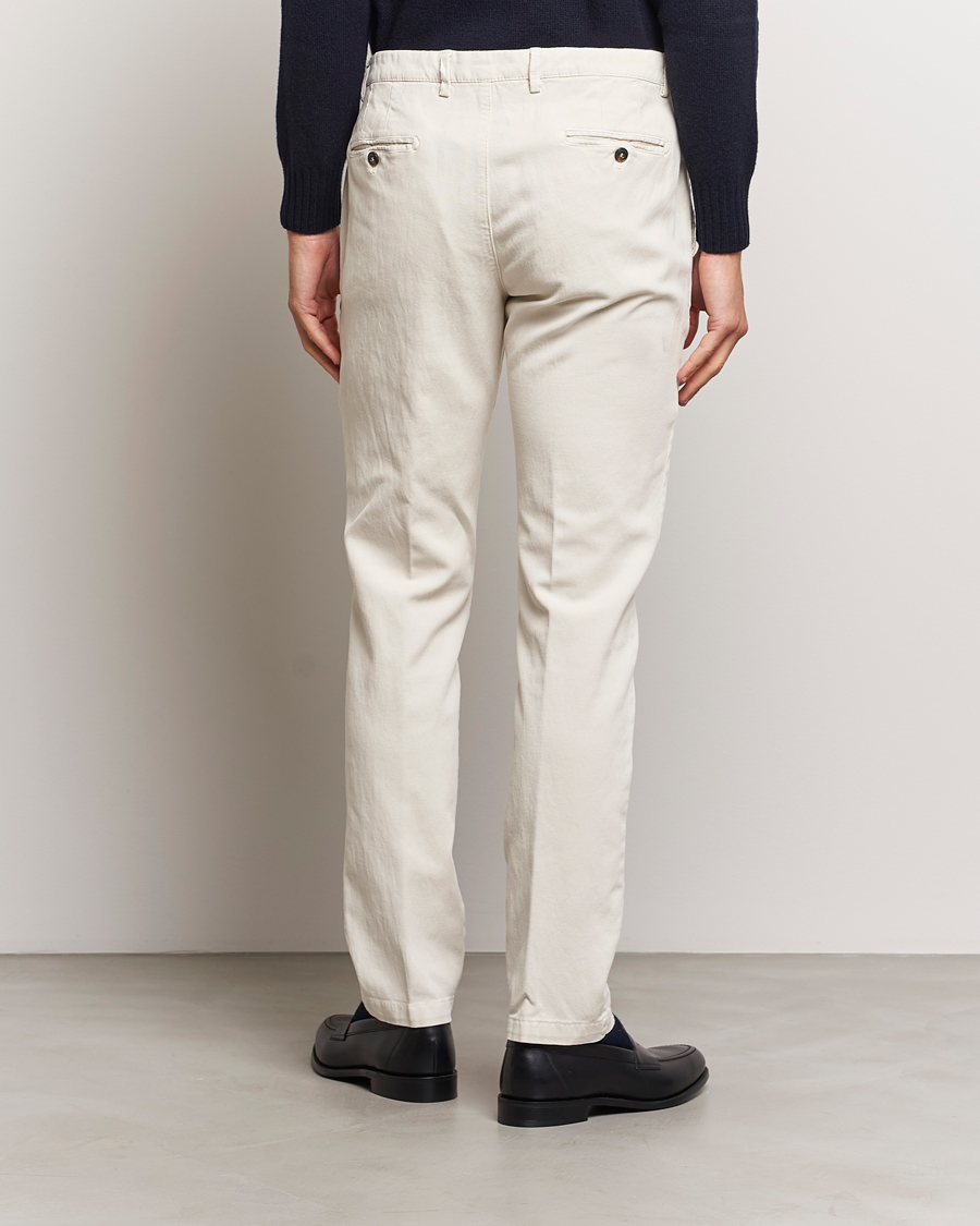 Men | Trousers | Briglia 1949 | Slim Fit Diagonal Cotton Stretch Trousers Cream
