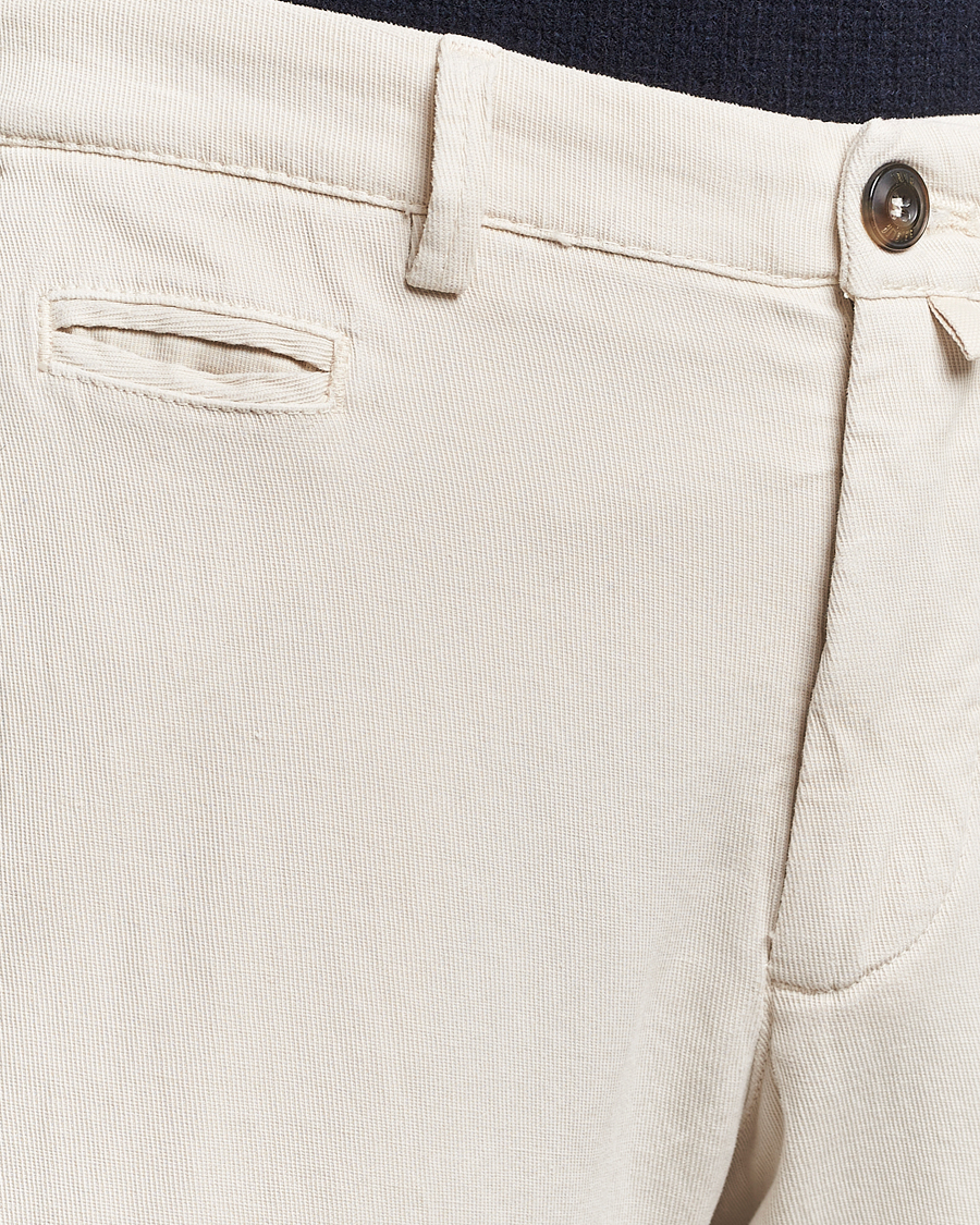 Men | Trousers | Briglia 1949 | Slim Fit Diagonal Cotton Stretch Trousers Cream