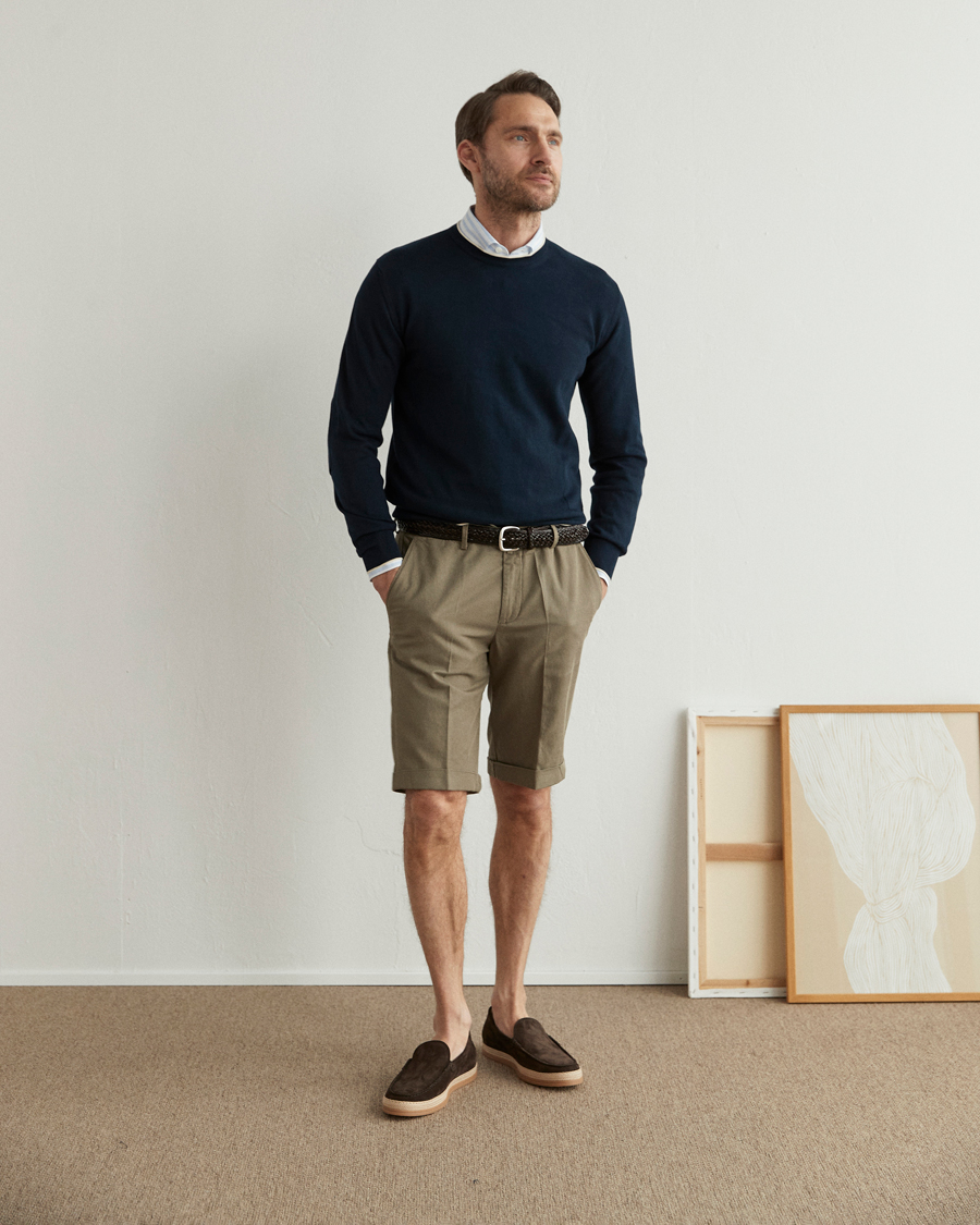 Men | Shorts | Briglia 1949 | Linen/Cotton Shorts Olive