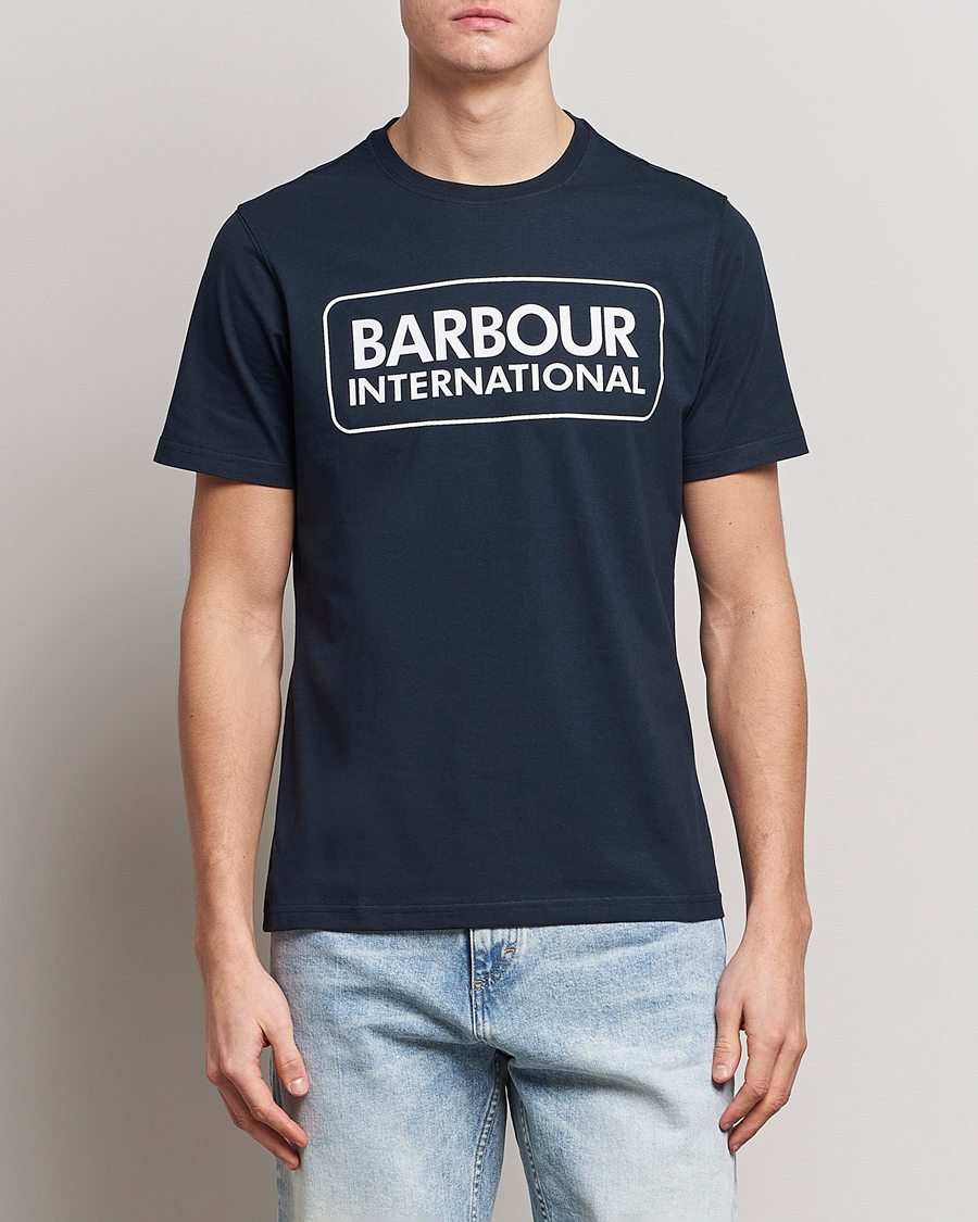 Herr | Kläder | Barbour International | Large Logo Crew Neck Tee Navy