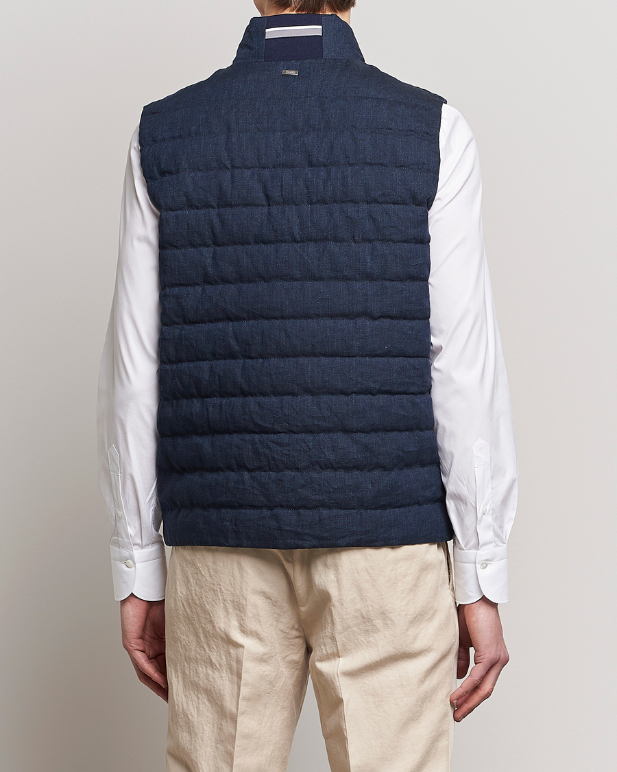 Men | Gilets | Herno | Padded Linen Vest Navy