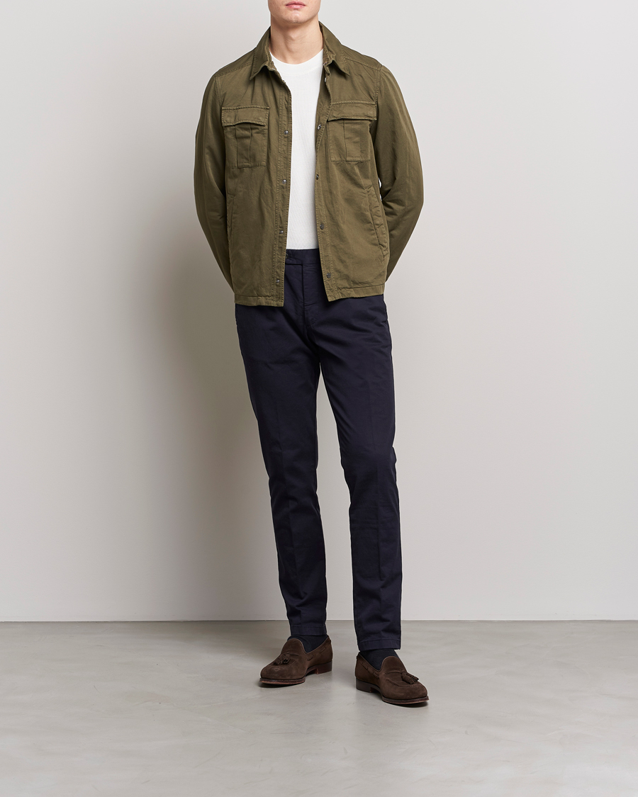 Men | Coats & Jackets | Herno | Washed Cotton/Linen Shirt Jacket Army Green