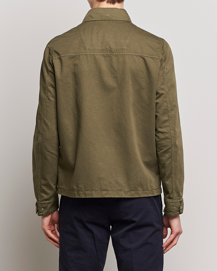 Men | Coats & Jackets | Herno | Washed Cotton/Linen Shirt Jacket Army Green