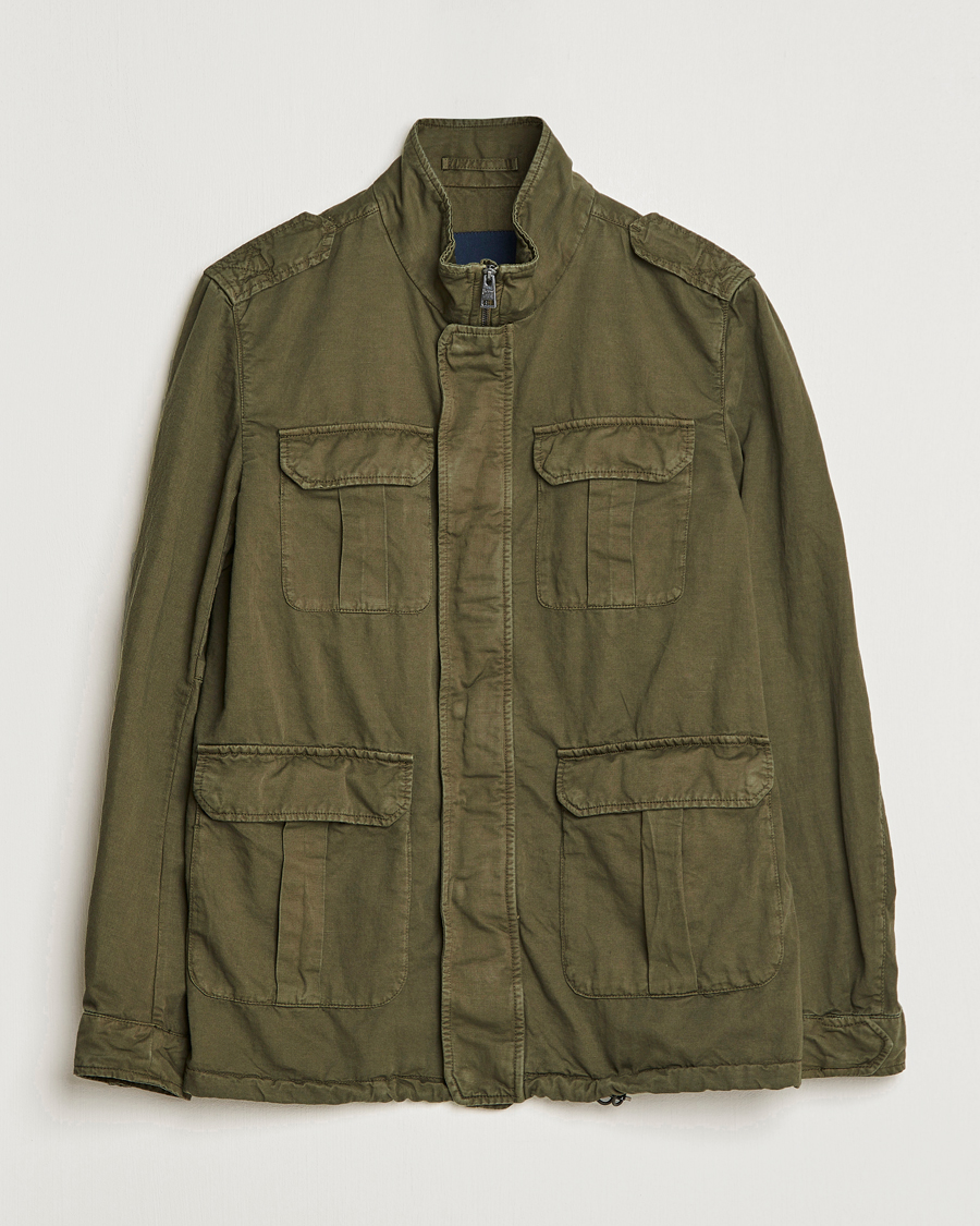 Men | Herno | Herno | Washed Cotton/Linen Field Jacket Army Green