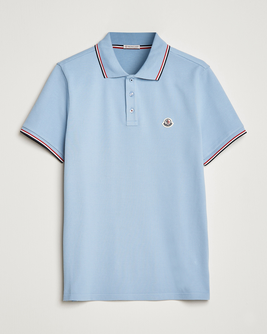 Men | Polo Shirts | Moncler | Contrast Rib Polo Light Blue