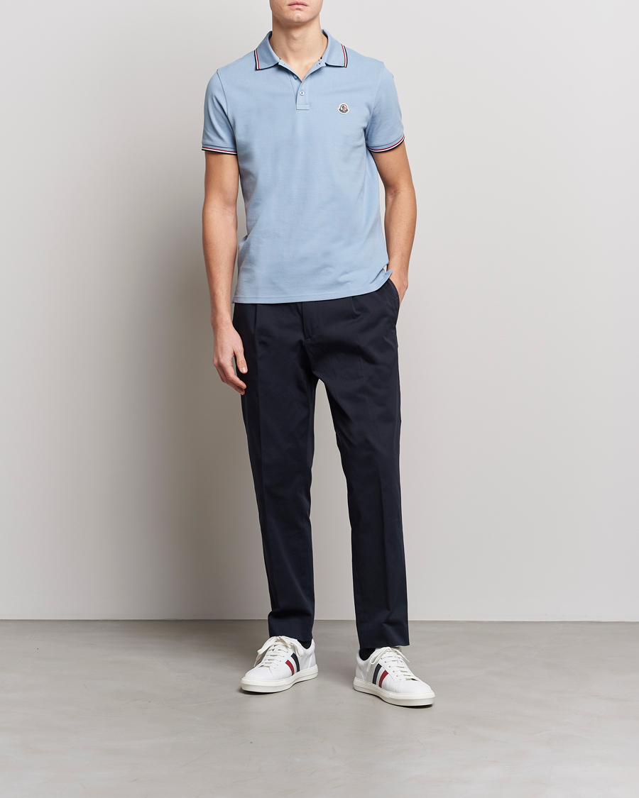 Men | Polo Shirts | Moncler | Contrast Rib Polo Light Blue