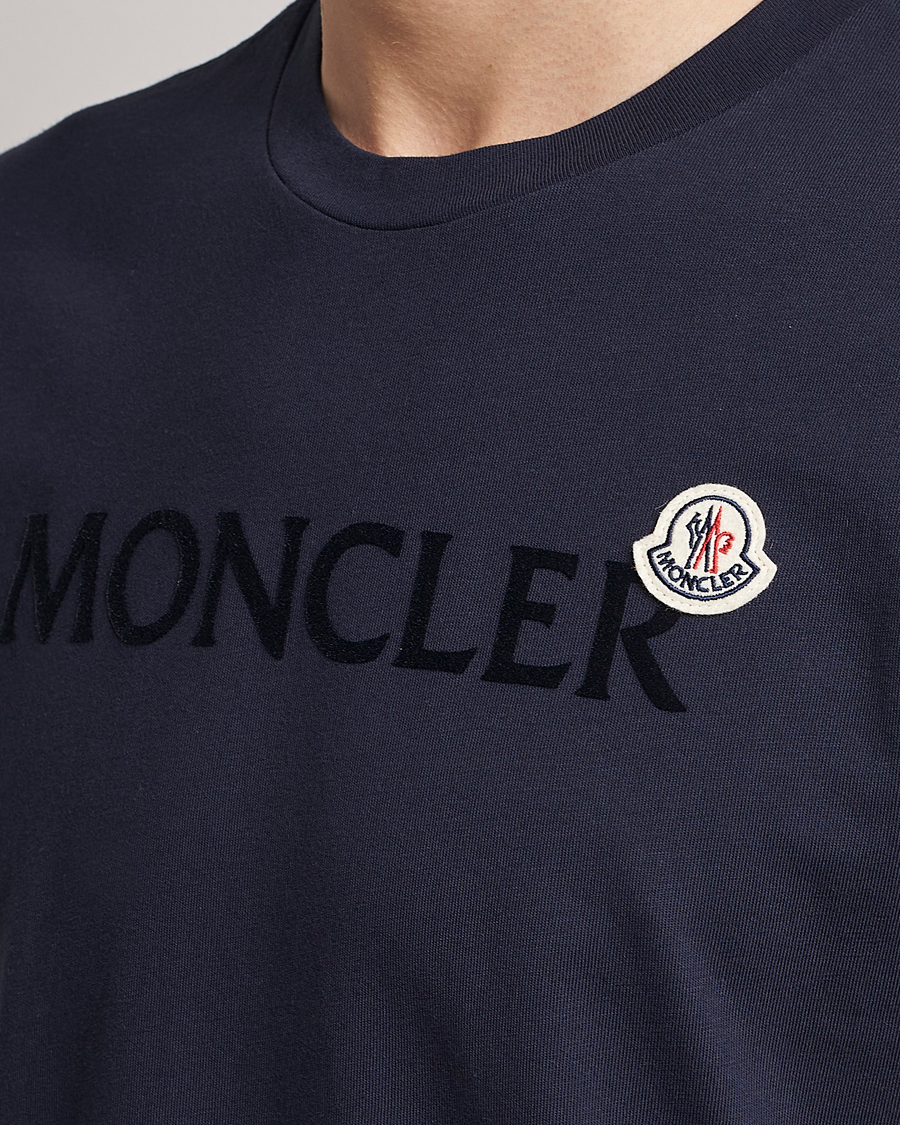 MONCLER ロゴ Tシャツ ネイビー MONCLER Logo-Appliquéd Cotton-Jersey T-Shirt for Men | MR PORTER