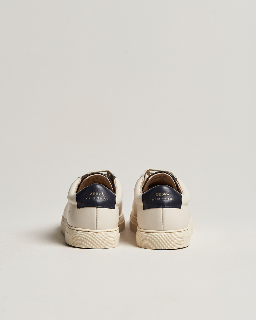 Zespà ZSP4 Nappa Leather Sneakers Off White/Navy at CareOfCarl.com