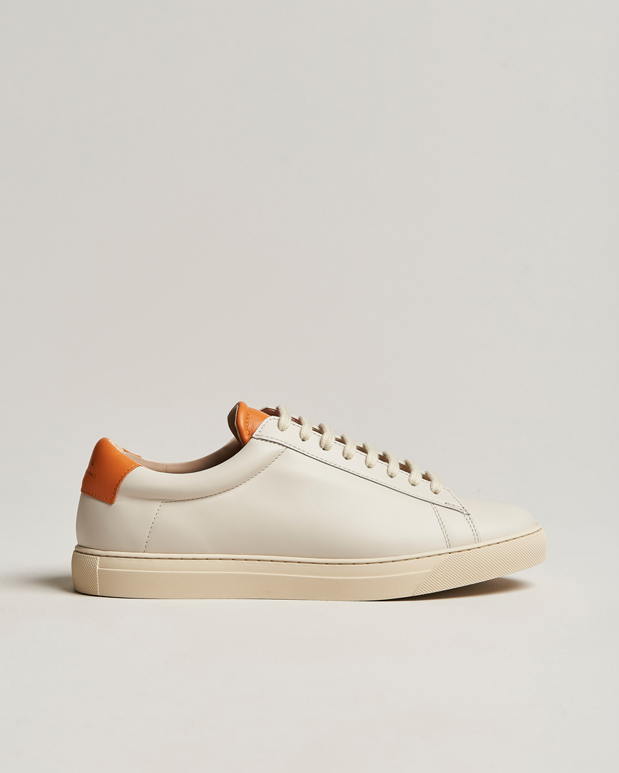 Men | Zespà ZSP4 Nappa Leather Sneakers Off White/Pumpkin | Zespà | ZSP4 Nappa Leather Sneakers Off White/Pumpkin