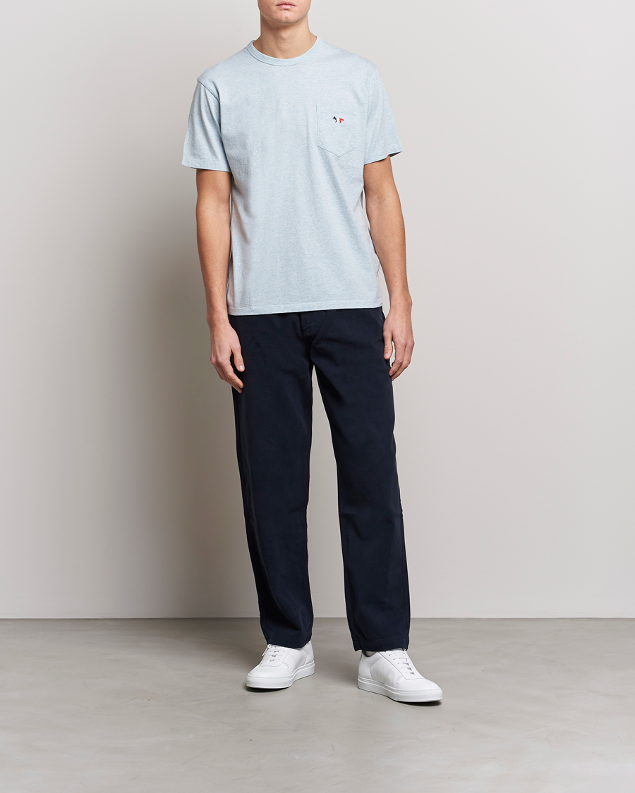 Maison Kitsuné Tricolor Fox Tee Blue Haze at CareOfCarl.com
