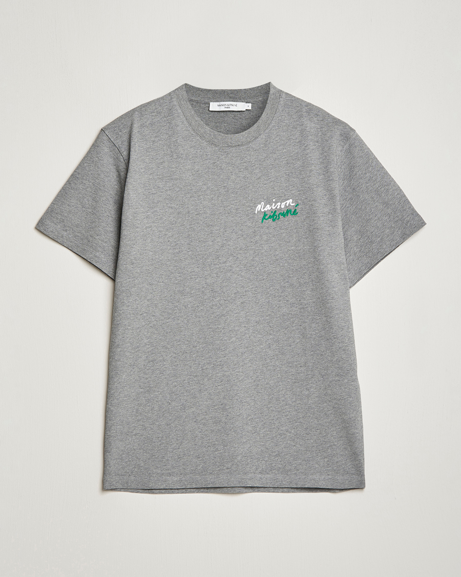 Men | T-Shirts | Maison Kitsuné | Mini Handwriting Tee Grey Melange