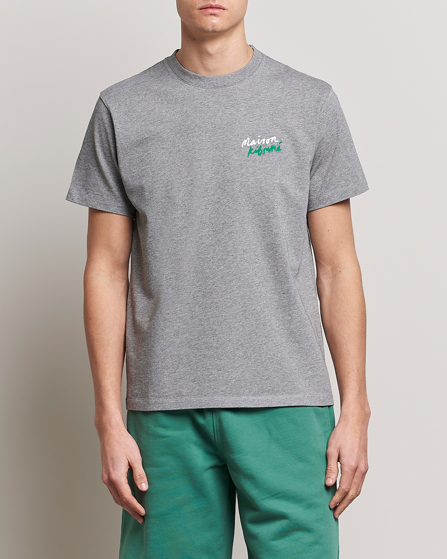 Men | T-Shirts | Maison Kitsuné | Mini Handwriting Tee Grey Melange