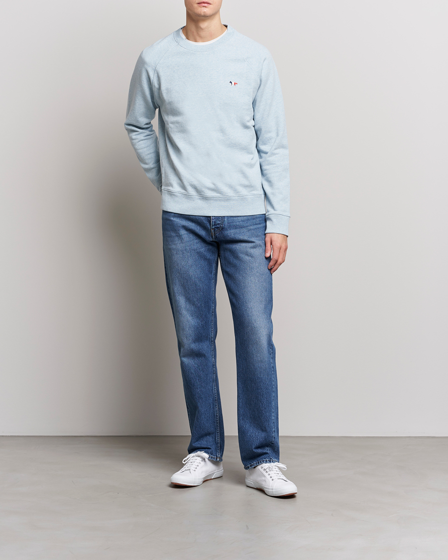 Maison Kitsuné Tricolor Fox Sweatshirt Blue Haze at CareOfCarl.com