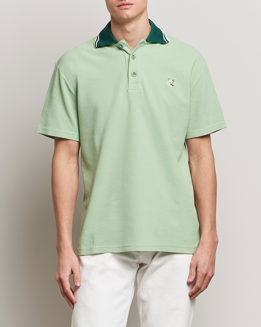 Men | Polo Shirts | Maison Kitsuné | Tonal Fox Head Polo Mint