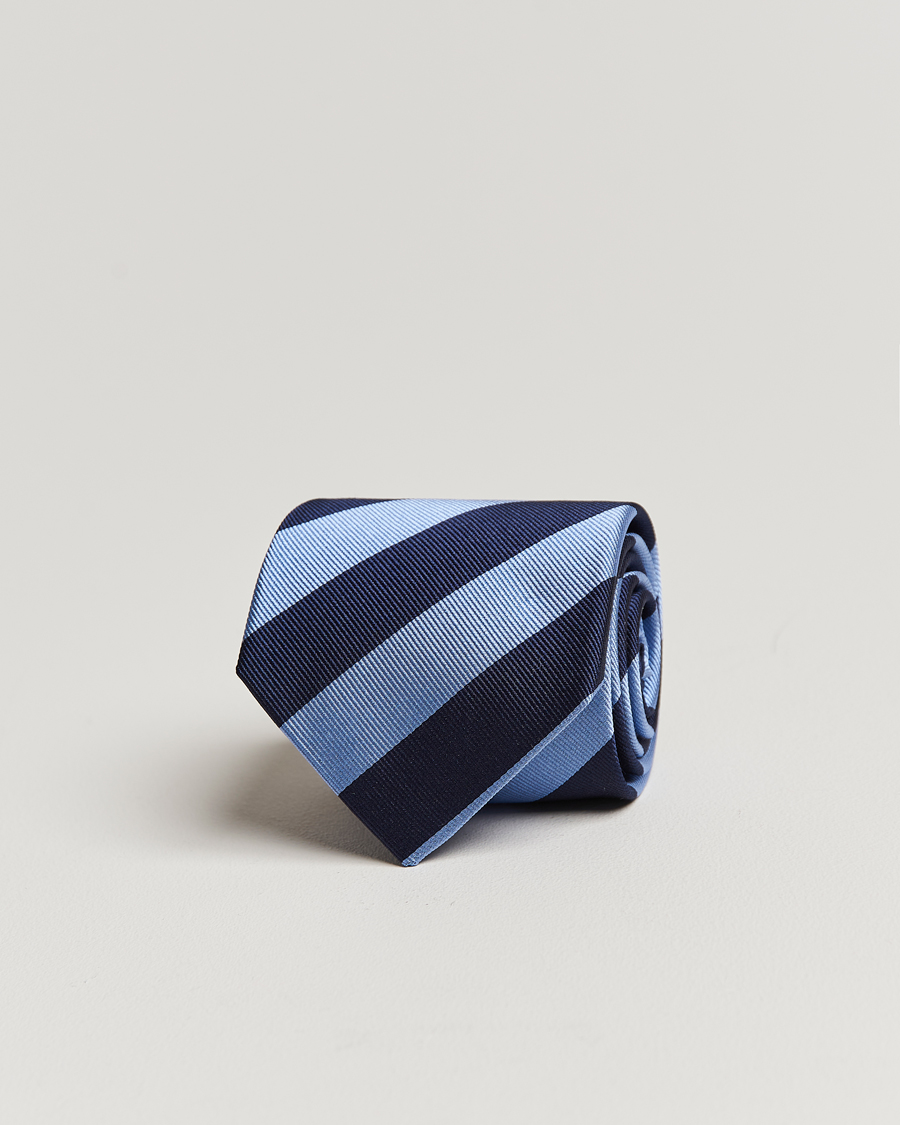Men | Ties | Amanda Christensen | Regemental Stripe Classic Tie 8 cm Sky Blue/Navy