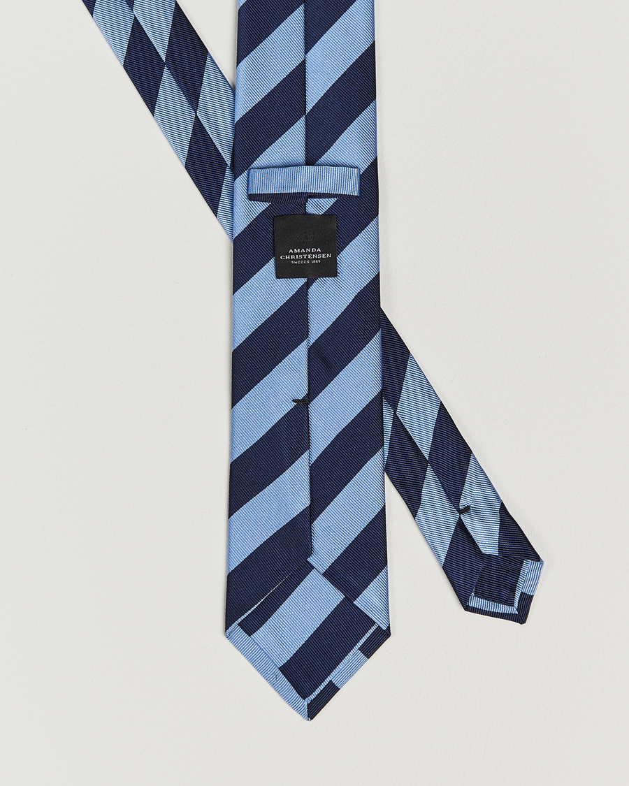 Men | Ties | Amanda Christensen | Regemental Stripe Classic Tie 8 cm Sky Blue/Navy