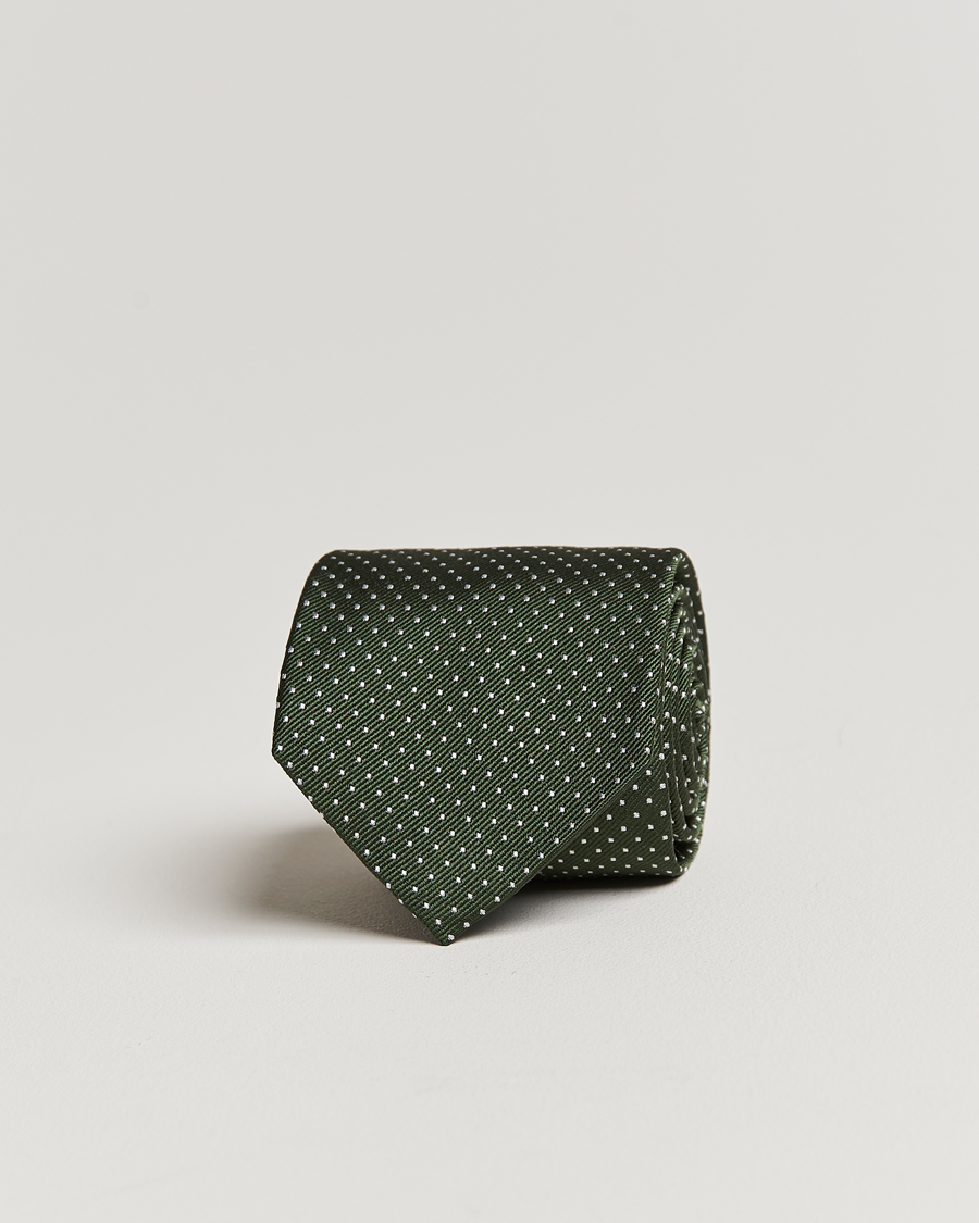 Men | Ties | Amanda Christensen | Micro Dot Classic Tie 8 cm Olive/White