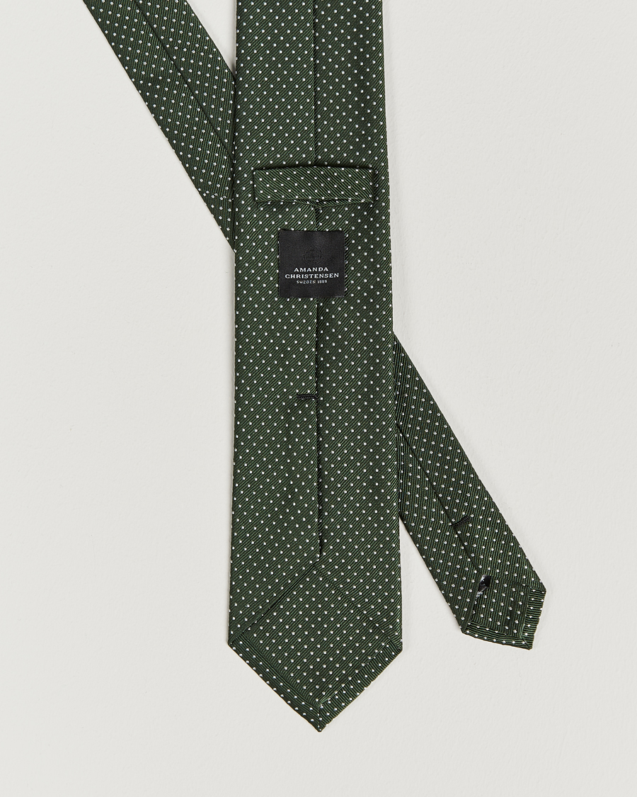 Men | Ties | Amanda Christensen | Micro Dot Classic Tie 8 cm Olive/White