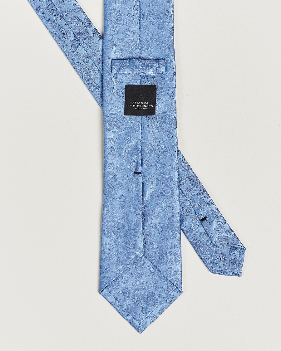 Men | Ties | Amanda Christensen | Silk Tonal Paisley Tie 8 cm Sky Blue