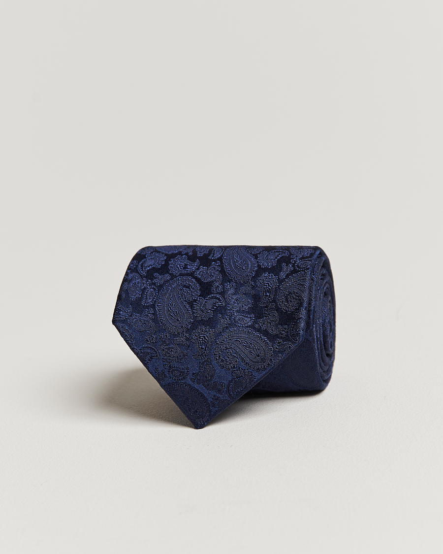Men | Ties | Amanda Christensen | Silk Tonal Paisley Tie 8 cm Navy
