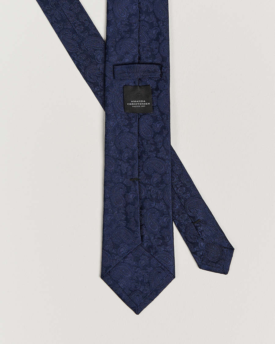 Men | Ties | Amanda Christensen | Silk Tonal Paisley Tie 8 cm Navy