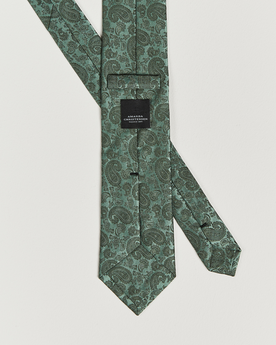Men | Ties | Amanda Christensen | Silk Tonal Paisley Tie 8 cm Olive