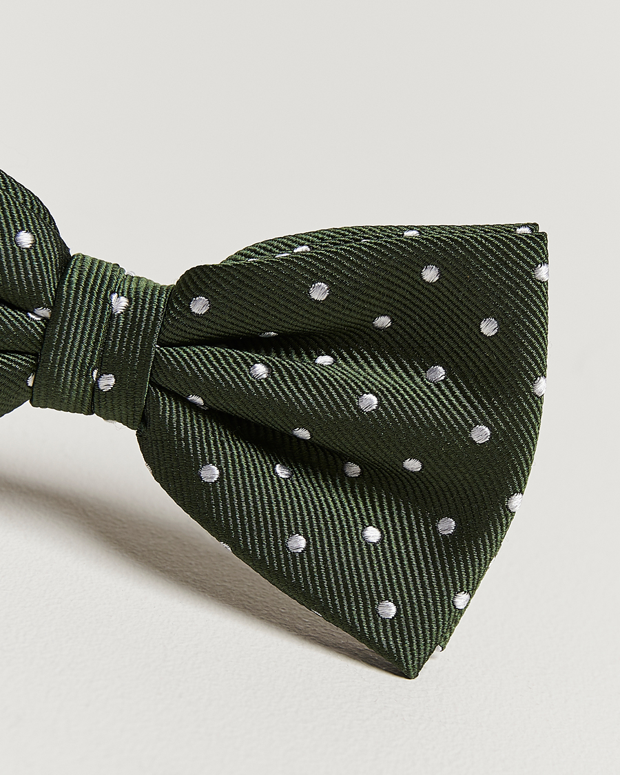 Men | Amanda Christensen Dot Pre Tie Silk Olive/White | Amanda Christensen | Dot Pre Tie Silk Olive/White