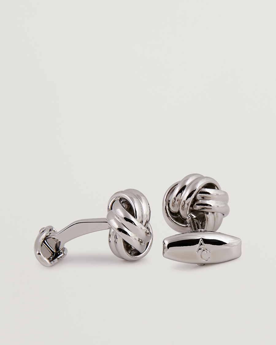 Men | Cufflinks | Amanda Christensen | Knot Cufflink & Shirt Studs Set Silver