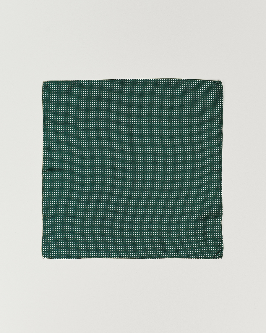 Men | Pocket Squares | Amanda Christensen | Handkerchief Dot Silk Bottle Green