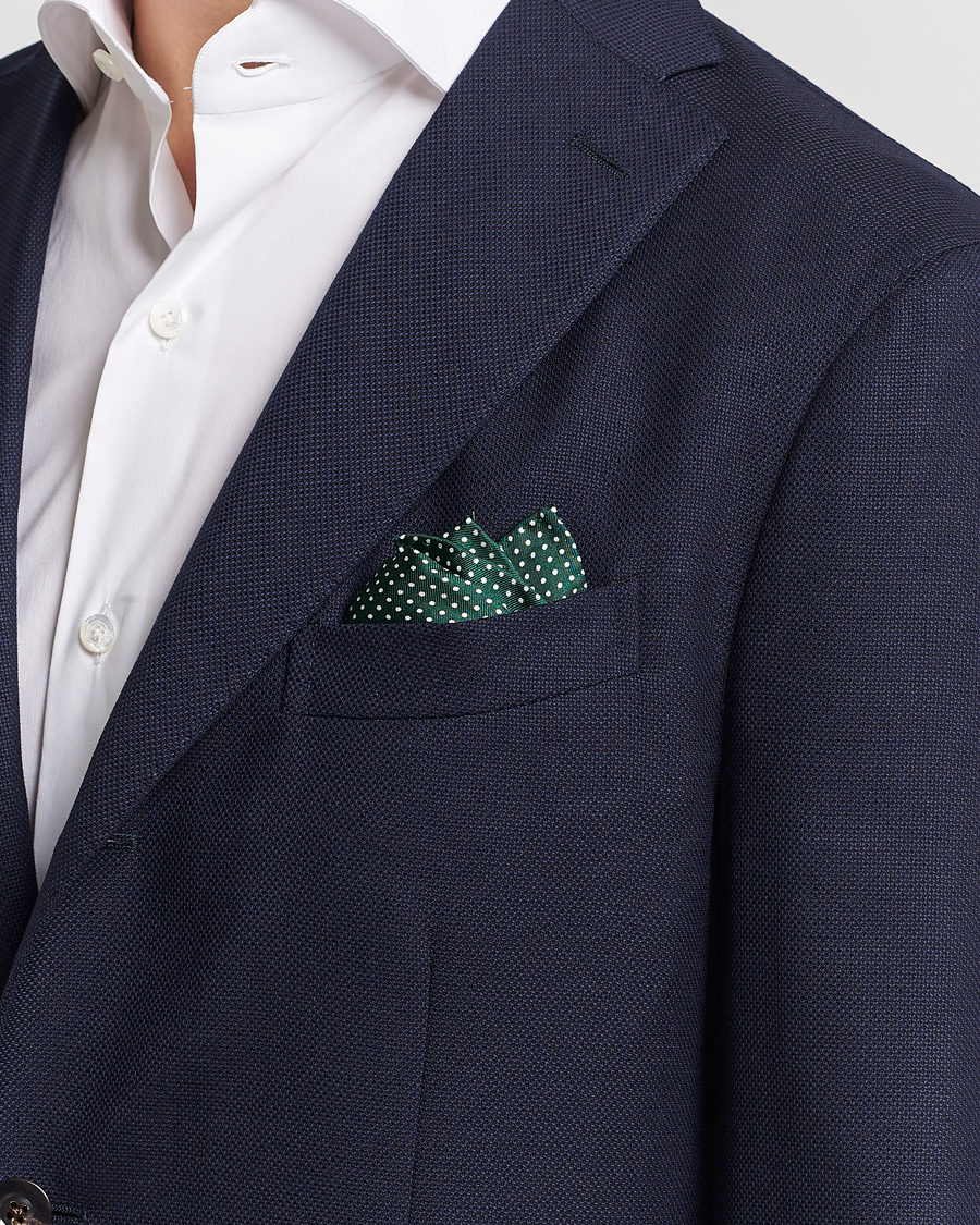 Men | Pocket Squares | Amanda Christensen | Handkerchief Dot Silk Bottle Green