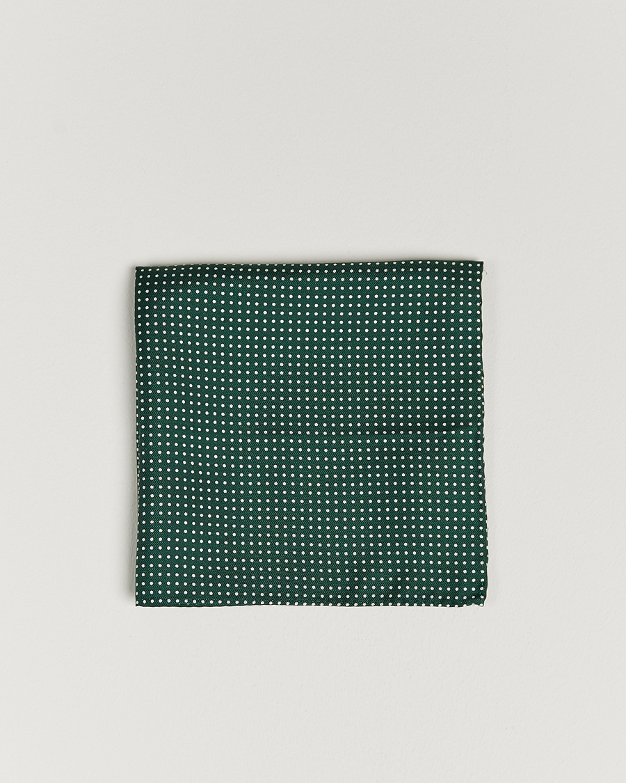 Men | Pocket Squares | Amanda Christensen | Handkerchief Dot Silk Bottle Green