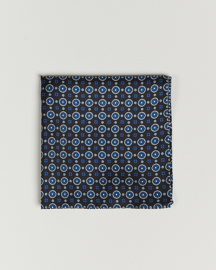 Men | Pocket Squares | Amanda Christensen | Medallion Silk Pocket Square Black