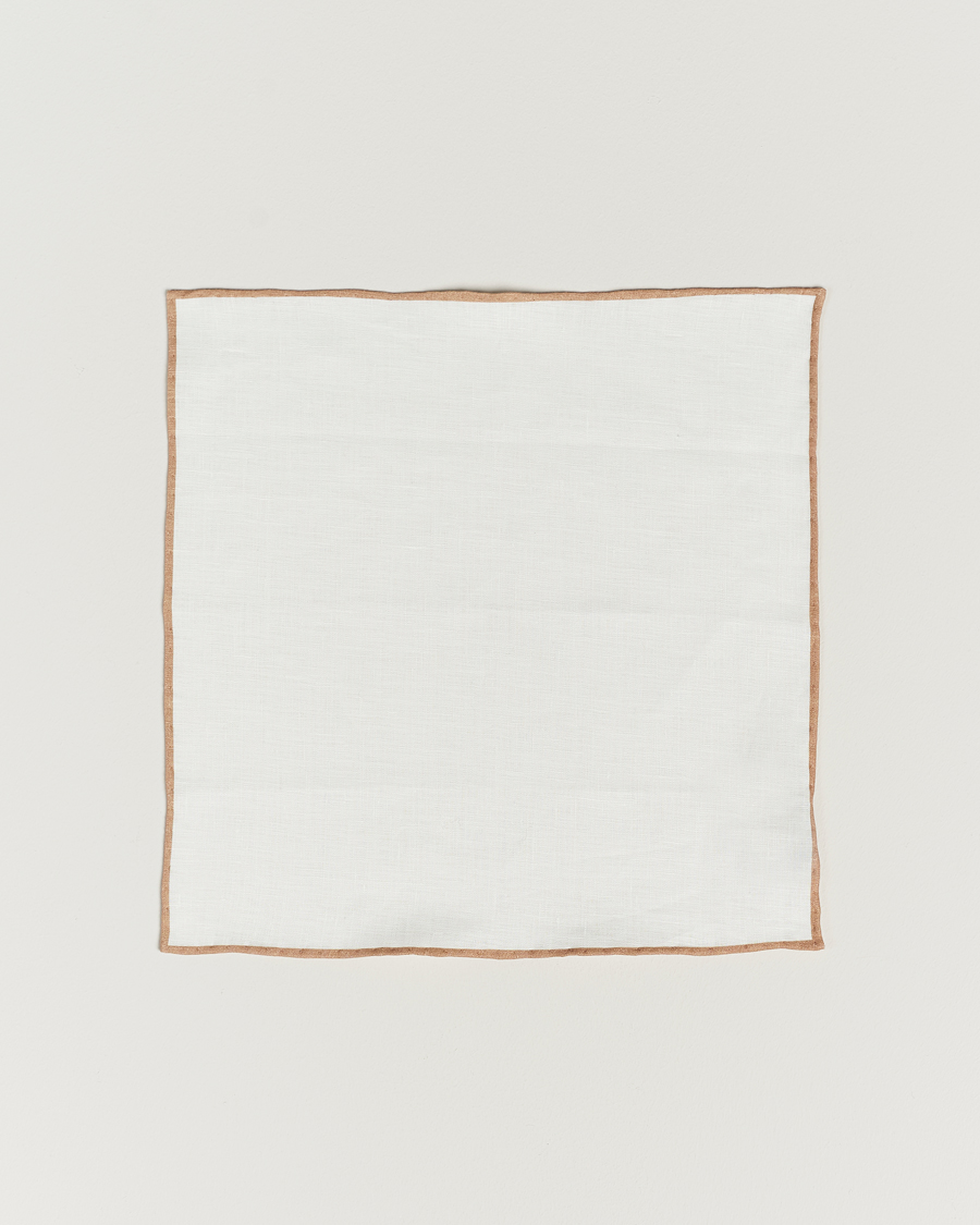 Men |  | Amanda Christensen | Linen Paspoal Pocket Square Sand/White