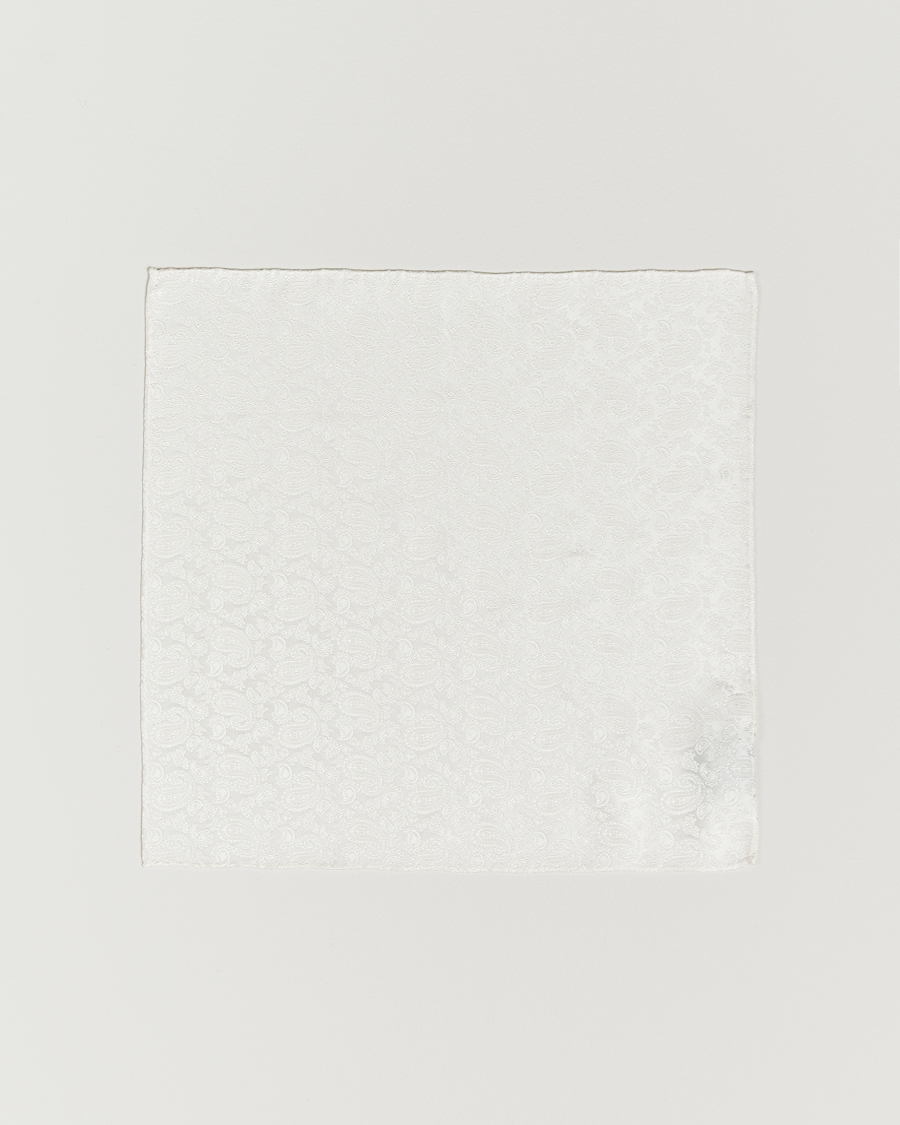 Men | Pocket Squares | Amanda Christensen | Tonal Paisley Silk Pocket Square Cream